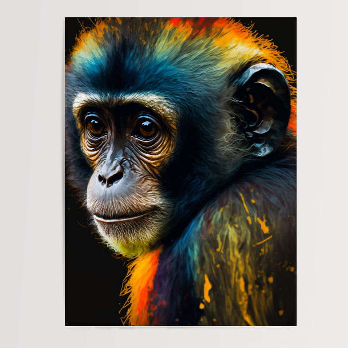 Poster Singe coloré - Regard malicieux et fourrure éclatante — Vierge - poster-presentation-produit