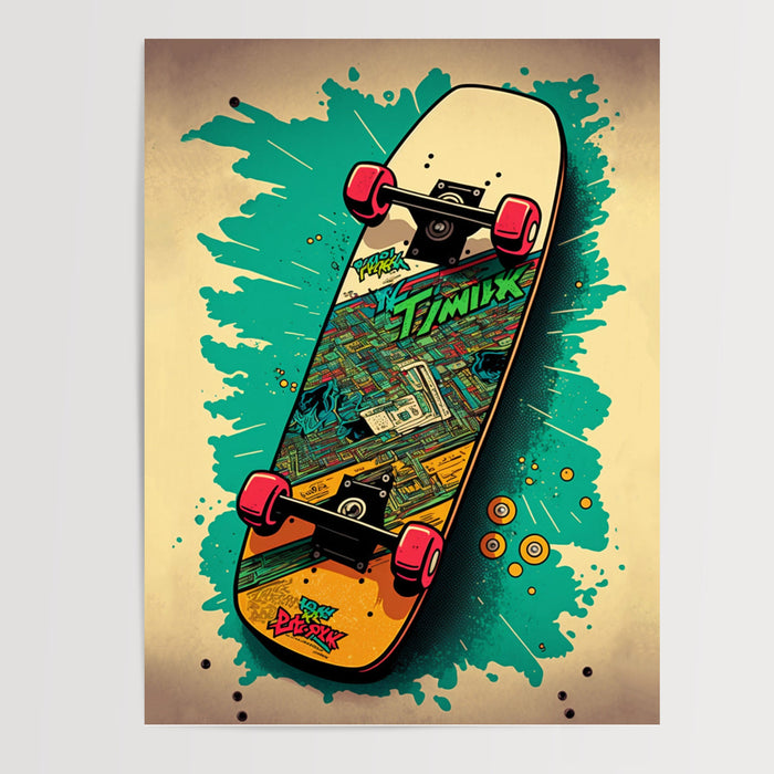 Poster Skate Y2K - Énergie rétro et couleurs pop des années 2000 — Vierge - poster-presentation-produit