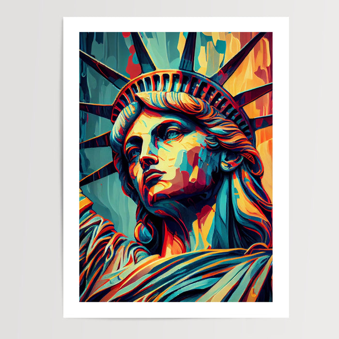 Poster Statue de la Liberté - New York en couleurs vibrantes — Vierge - poster-presentation-produit — passe-partout blanc