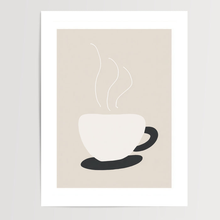 Poster Tasse de café - Douceur beige d'un matin qui prend son temps — Vierge - poster-presentation-produit — passe-partout blanc