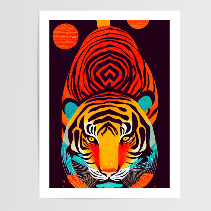 Poster Tigre japonais - Couleurs vibrantes et force tranquille — Vierge - poster-presentation-produit — passe-partout blanc