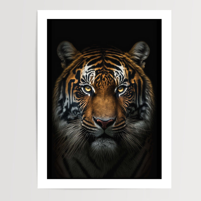 Poster Tigre sauvage - Regard félin entre puissance et grâce — Vierge - poster-presentation-produit — passe-partout blanc