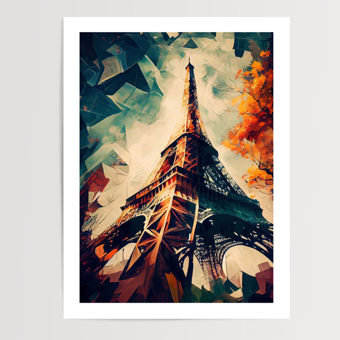 Poster Tour Eiffel - Paris en bleu blanc rouge — Vierge - poster-presentation-produit — passe-partout blanc