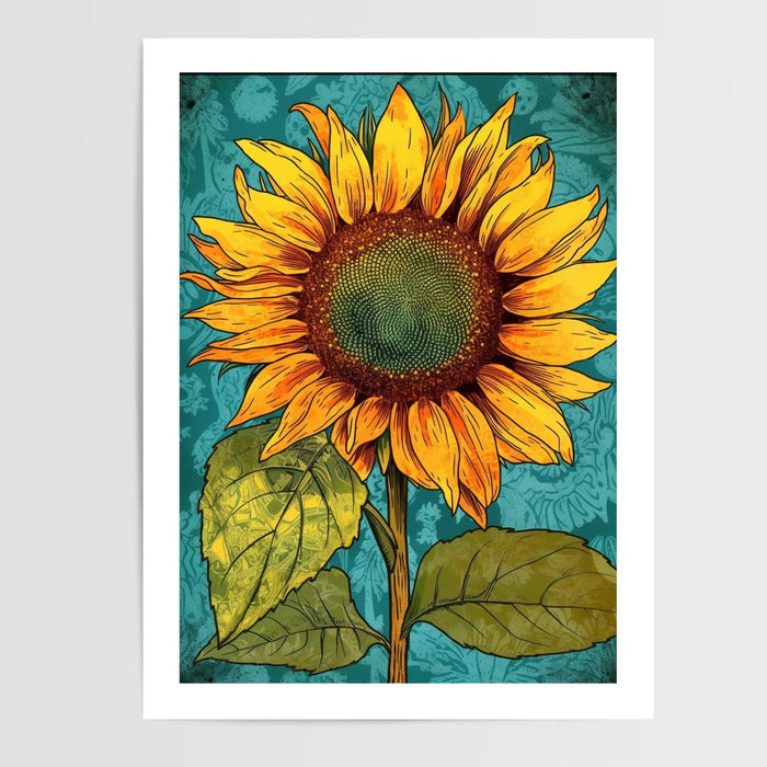 Poster Tournesol pop art - Un éclat de soleil sur vos murs — Vierge - poster-presentation-produit — passe-partout blanc