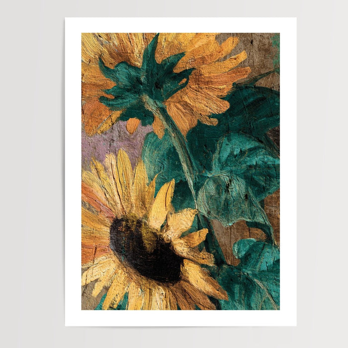 Poster Tournesols - Lumière dorée d'un été à la campagne — Vierge - poster-presentation-produit — passe-partout blanc