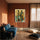 Poster Trois silhouettes - Présence ancestrale aux teintes d'ocre et turquoise — Décor sur-mesure (IA) — passe-partout blanc