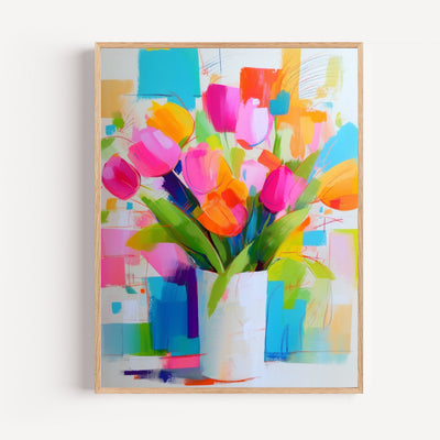 Tulpen-Poster – Bunter Strauß in Frühlingsfarben