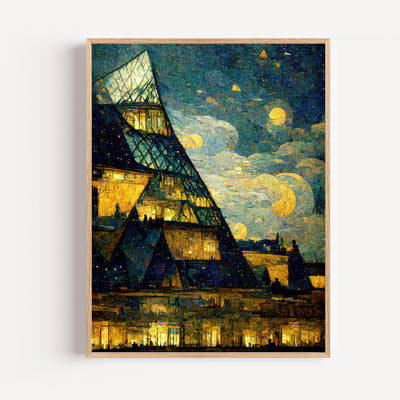 Poster Van Gogh - Het bewoonde Louvre, stralend als een sterrennacht