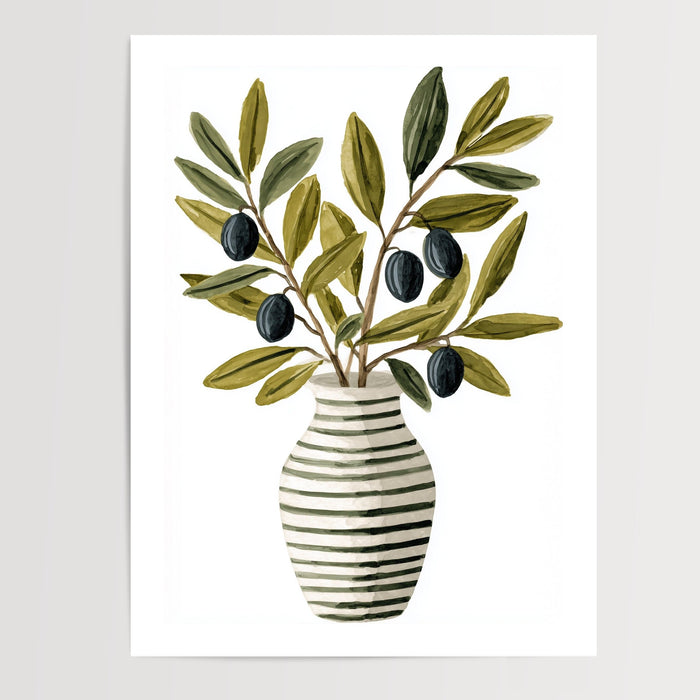 Poster Vase d'olivier - Douceur méditerranéenne en cuisine — Vierge - poster-presentation-produit — passe-partout blanc