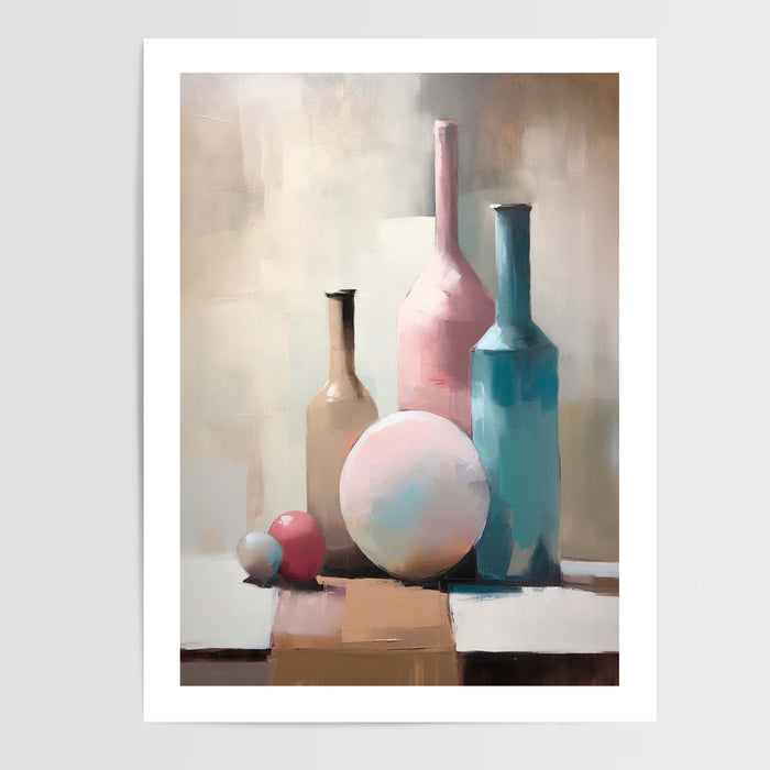 Poster Vases abstraits - Douceur pastel et formes apaisantes — Vierge - poster-presentation-produit — passe-partout blanc