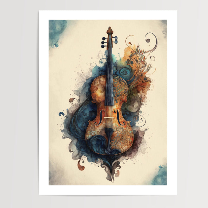 Poster Violon - Douceur d'une mélodie suspendue au salon — Vierge - poster-presentation-produit — passe-partout blanc