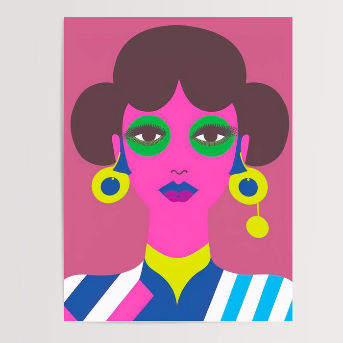 Poster Visage de femme - Portrait pop rétro haut en couleur — Vierge - poster-presentation-produit