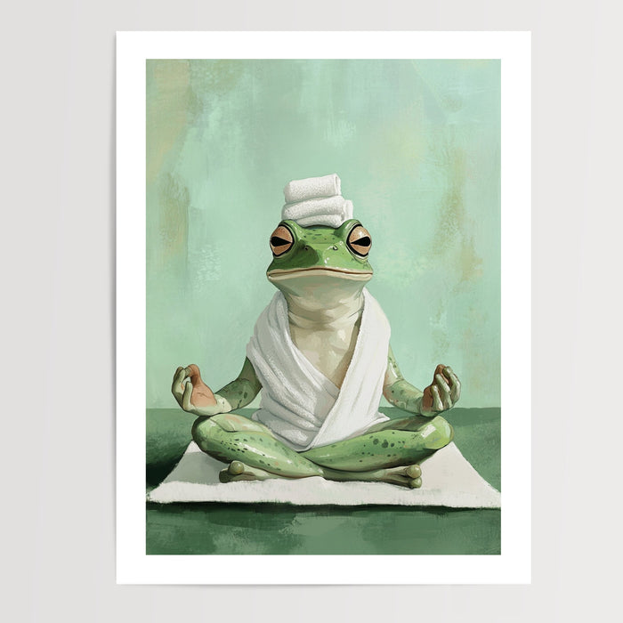 Poster Yoga Frog - Grenouille zen en pleine méditation — Vierge - poster-presentation-produit — passe-partout blanc