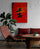 Modern living room decor with red Asian wall art canvas