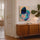 Tableau abstrait cercles orange turquoise bleu violet pour décoration murale salon contemporain