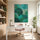 Calming emerald and turquoise circle painting, modern living room wall decor, soothing art