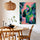 Abstract couple painting for living room or dining room, green blue pink palette