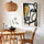 Tableau abstrait formes organiques noires et ocre pour décoration murale salon moderne