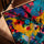 Tableau abstrait couleurs vives pour bureau minimaliste