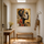Cuadro africano perfil femenino mosaico dorado con estampados wax para decoración de salón contemporáneo