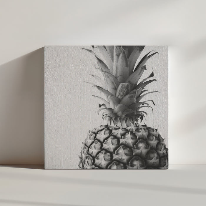 Monochrome pineapple canvas print on white background