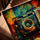 Tableau appareil photo abstrait pour bureau scandinave