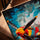 Pop art fighter jet canvas wall art for Scandinavian office decor