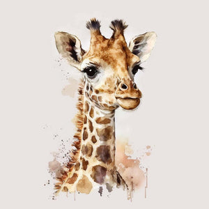 Baby giraffe art print in watercolor for nursery