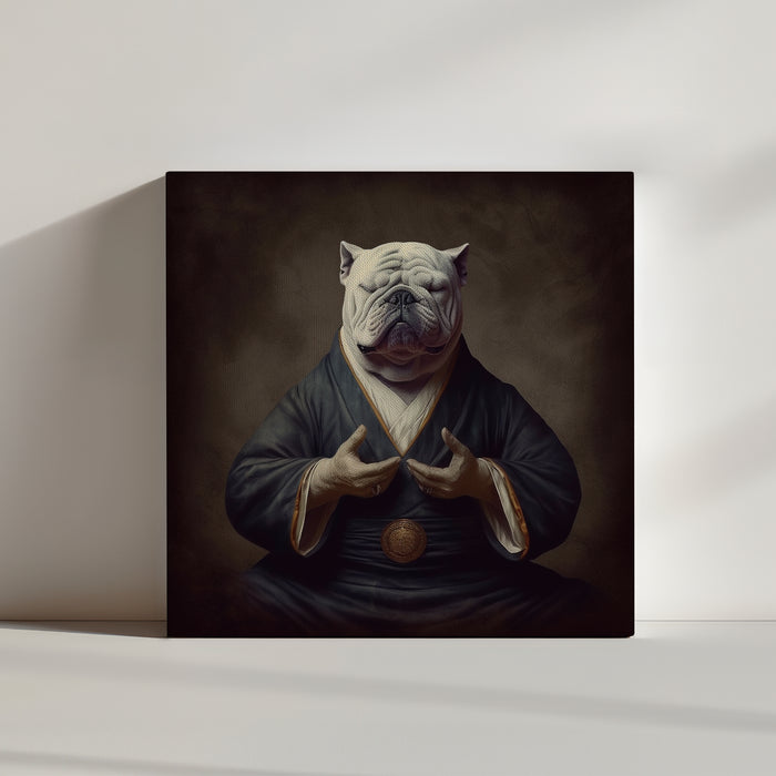 Bouledogue méditant, tableau évoquant tranquillité et bien-être