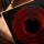 Abstract Zen red circle wall art for a minimalist dining room