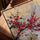 Japanese cherry blossom wall art on a gold background for a minimalist living room