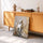 White horse wall art in beige and gold — modern living room decor above a mid-century sideboard