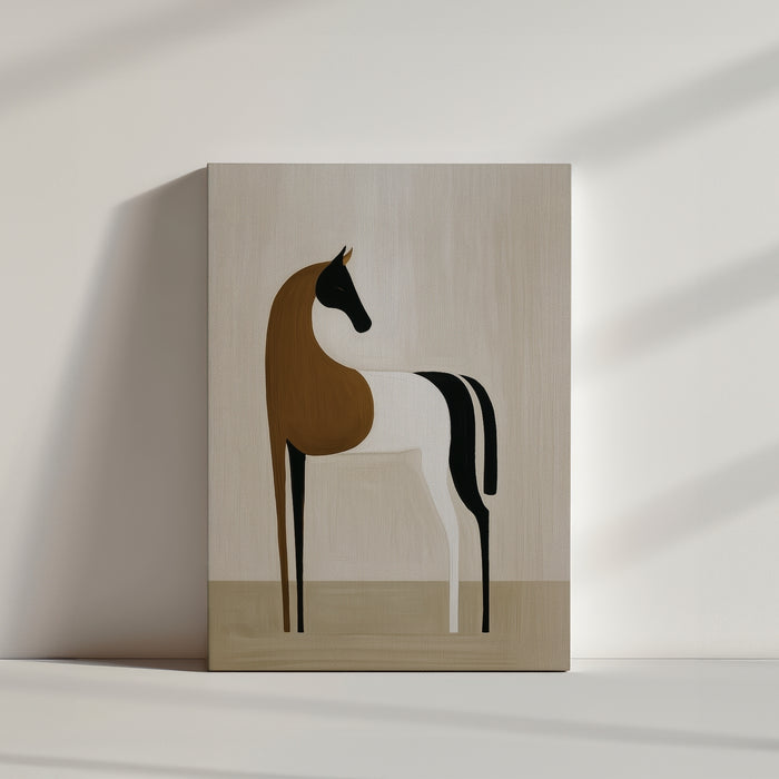Product photo: stylized beige and black minimalist horse canvas wall decor