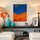 Tableau sur toile chevaux silhouettes désert orange bleu décoration murale salon minimaliste moderne