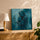 Couple enlacé tableau abstrait bleu turquoise et or