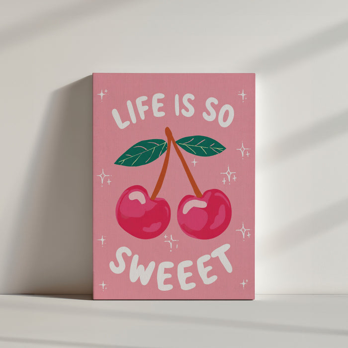 Tableau cuisine cerises roses Life is so Sweet style pop art ambiance minimaliste épurée