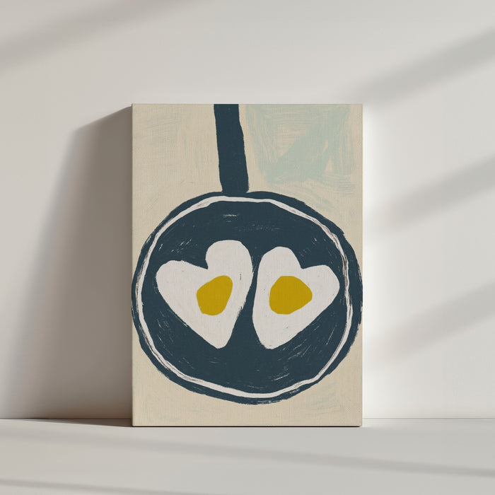 Wandbild für Küche Spiegeleier Pfanne dunkelblau minimalistische helle Atmosphäre