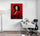 Contemporary office wall decor: painting of a woman in red with a cigarette, sensual retro style