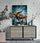 American fighter jet canvas wall art, striking contrast with modern geometric decor