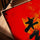 Japanese dragon kanji calligraphy red wall art for Scandinavian office decor