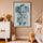 Tableau enfant éléphant en pyjama bleu aquarelle décoration murale chambre bébé beige