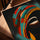 Framed African woman portrait wall art for living room, golden oak frame