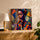 Tableau portrait femme africaine motifs géométriques colorés