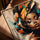 Portrait femme africaine abstrait tableau pour salle à manger minimaliste