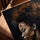 Portrait of a woman with Afro hair canvas wall art for Scandinavian living room decor