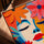 Abstract floral woman portrait wall art for Scandinavian office decor