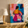 Vibrant abstract painting of a curvy woman from behind, modern wall art