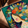 Boho floral girl portrait for children's room decor