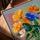 Colorful floral bouquet wall art for Scandinavian dining room decor