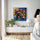 Statement canvas of a colorful bouquet on a bicycle, perfect for minimalist modern living room